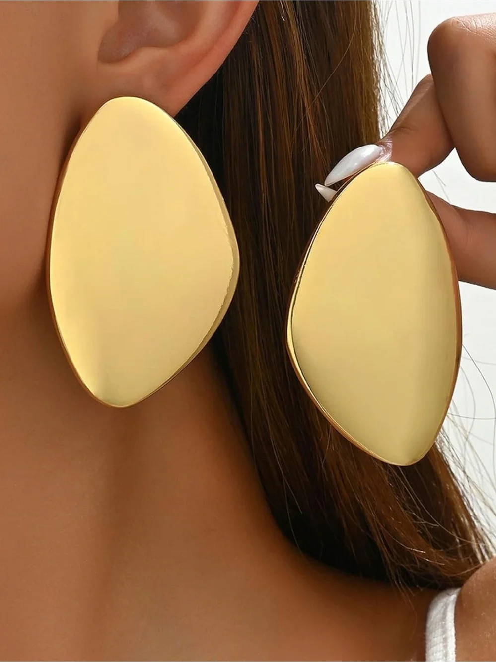 Gold color Organic-Shaped Statement Earrings -